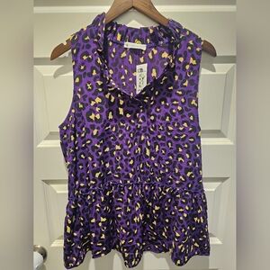 FSL Apparel Purple cheetah print woven sleeveless top Size M NWT
